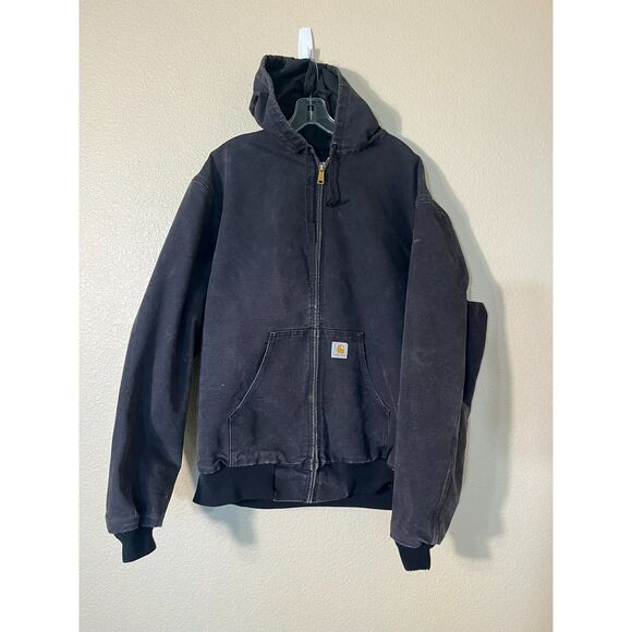 Carhartt Black Utility Jacket Mens XXL Tall Canvas Lined Heavy Duty Clean - Picture 2 of 10